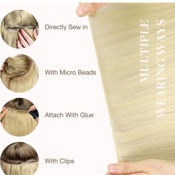 HUMAN HAIR genius weft 22” 60g platinum extensions - Picture 4 of 9